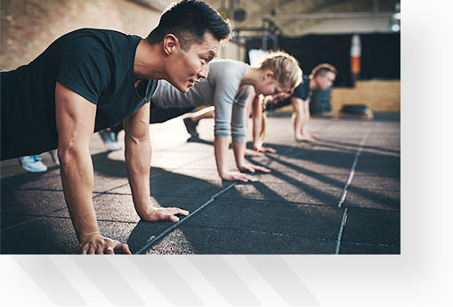 Fitness Group Doing Pushups